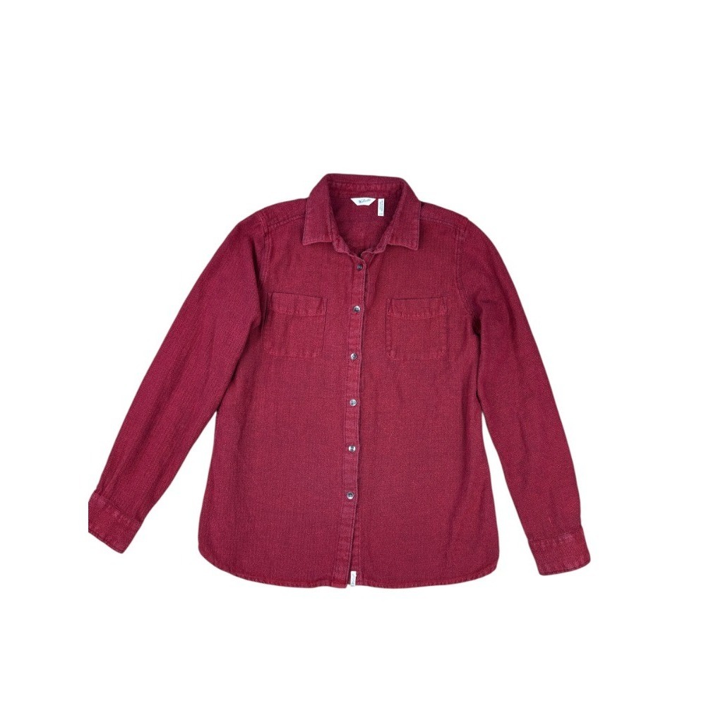 Woolrich Dark Red Chevron Shirt Medium Women's 100% Cotton Long Sleeve Button Up